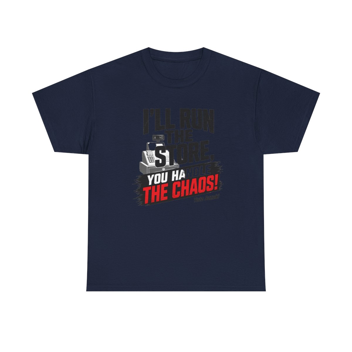 Sakamoto Days "ll run the store, you handle the chaos!" Unisex Tee - alternate angle 3, merchandise