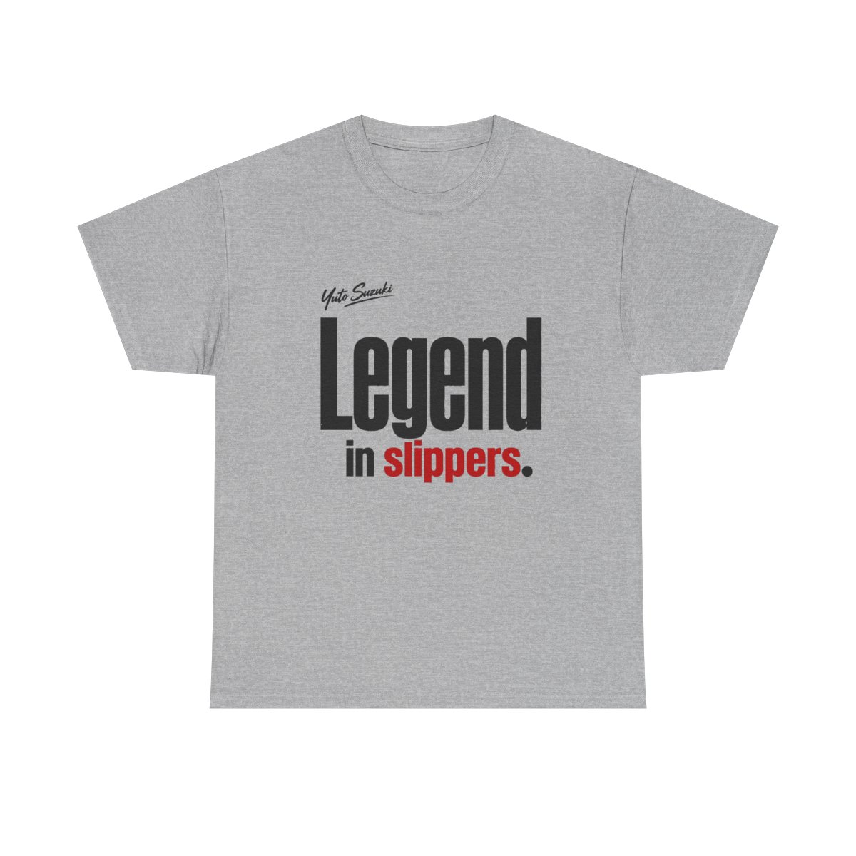 Sakamoto Days "Legend in slippers." Unisex Tee - alternate angle 2, merchandise