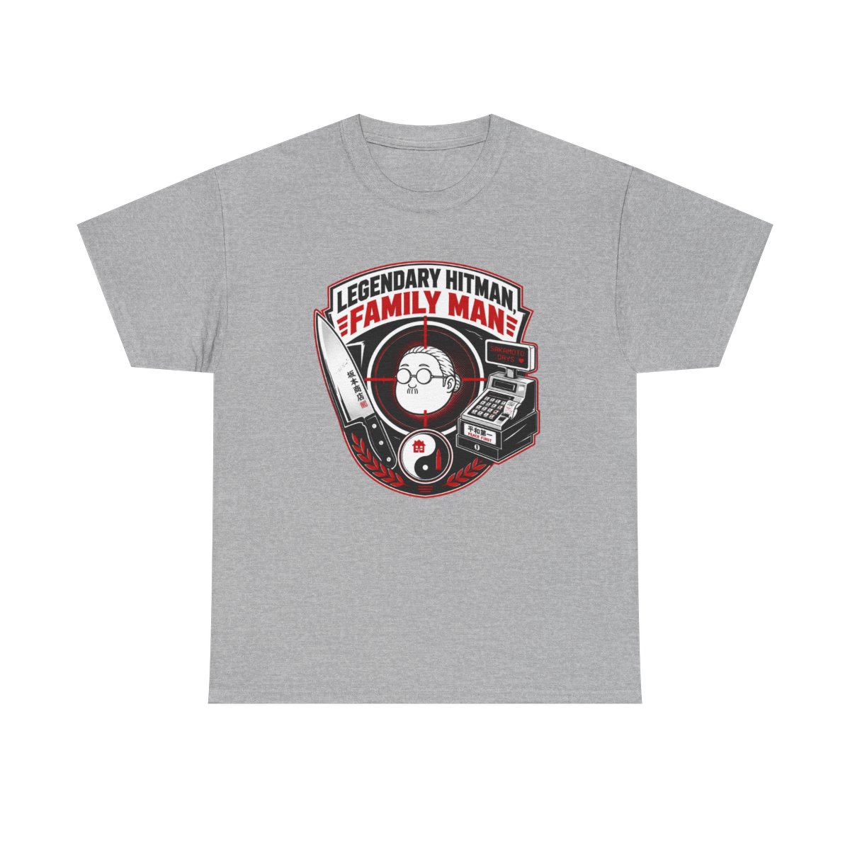 Sakamoto Days "Legendary Hitman, Family Man" Unisex Tee - alternate angle 2, merchandise