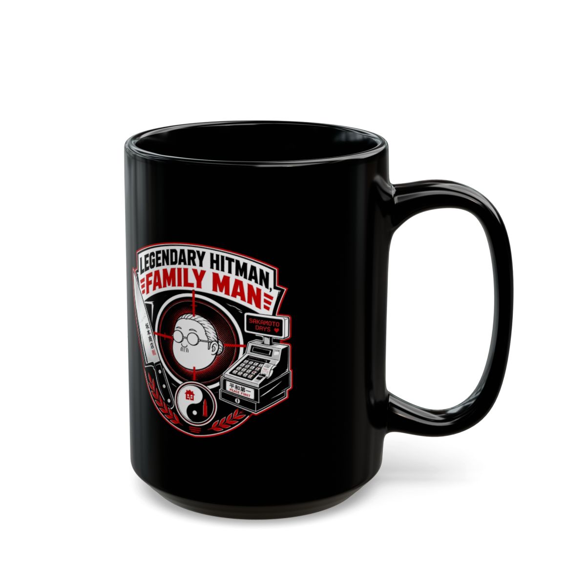 Sakamoto Days "Legendary Hitman, Family Man" Black Mug - alternate angle 5, merchandise